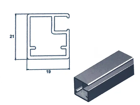 Foto 1 Perfil de aluminio para vitrinas de vÃ­drio. Mini20