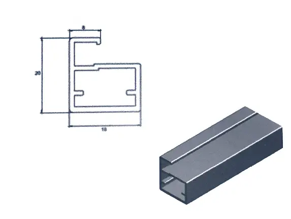 Foto 1 Perfil de aluminio para vitrinas de vÃ­drio. Mini25