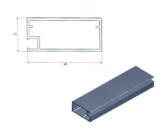 Foto 1 Perfil de aluminio para vitrinas de vÃ­drio. Mini45