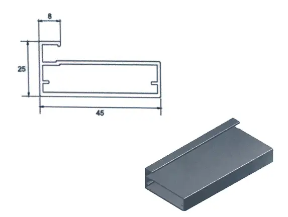 Foto 1 Perfil de aluminio para vitrinas de vÃ­drio. Mini8